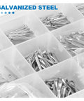 Close-up of stainless steel cotter pins in 420 Piece Cotter Pin Assortment Kit with Split Pins and Fastener Clips for Cars and Tractors