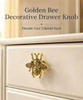 Bee Shape Cabinet Knobs 2 Pack Nature Inspired Single Hole Pulls For Cabinets Dressers Furniture Doors Antique Gold Zinc Alloy Electroplated Finish Rust Resistant bee knob on white drawer