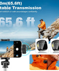 Person using AI Noise Reduction Wireless Lavalier Mic With USB C for Android 15 clip-on while vlogging in nature