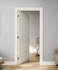 2 Pack Self Closing Door Hinges 3.5 Inch With Adjustable Tension Control For Heavy Traffic Kitchen And Office Doors shown on a white door.