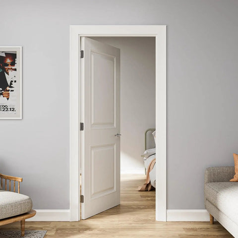 2 Pack Self Closing Door Hinges 3.5 Inch With Adjustable Tension Control For Heavy Traffic Kitchen And Office Doors shown on a white door.