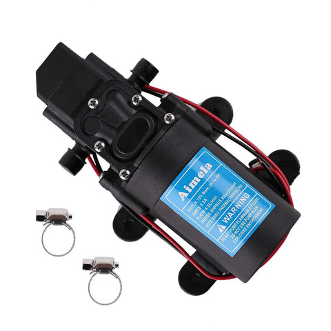 12V DC Fresh Water Pump with 2 Hose Clamps for Marine and Lawn Use Self Priming Sprayer Pump 85 PSI Adjustable High