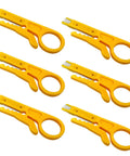 6 Piece Mini Wire Stripper Set With Sharp Blades For RJ45 Cat5 Cat6 Cables Handy Network Cable Cutter And Punch Down Tool arranged flat
