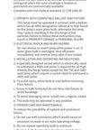 Warning label for 100W metal halide bulb ED17 regarding safety and installation instructions, made in China.