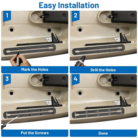 13.3 Inch Kayak Gear Track Set Two Pack With Low Profile Rails For Mounting Rod Holders Cup Holders Anchor Cleats And Gear Storage Includes 20 Stainless Steel Screws For Secure Marine Use On Fishing Kayaks. Easy install steps on kayak hull