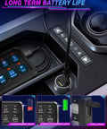 8 Gang Wireless Switch Panel With Remote Control For Off Road Trucks SUVs UTV RV 165 Ft Range 5 Level Brightness Multifunction Built In Solid State Relay No Wires Needed shown charging in vehicle
