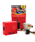 Smart Gas Stove Auto Shut Off Device With Integrated Smoke Sound Detector For Kitchen Fire Prevention Senior Parent Safety And Household Protection Game Changer, showing red safety module and gas valve.
