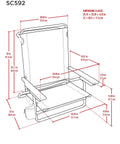 Technical diagram of 5-Position Lay Flat Folding Backpack Beach Chair With Aluminum Frame In Red White And Blue Stripe showing dimensions