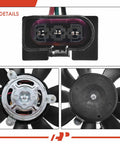 Direct Bolt On Heavy Duty Right Engine Radiator Cooling Fan Assembly Fits Audi Tt And Volkswagen Golf 2000 To 2013 connector and fan details