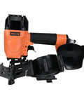 CN45C 3/4-Inch To 1-3/4-Inch Coil Roofing Nailer with open 120-nail magazine and tool-free depth adjustment in orange aluminum housing.