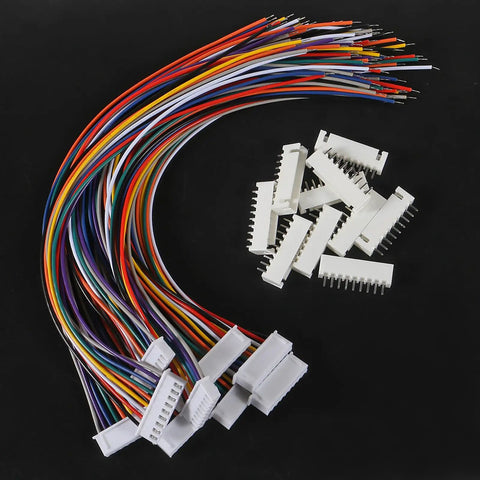 JST XH 2.54mm Connector Kit 90 Pair Set With 2 3 4 5 6 7 8 9 10 Pin Headers Male And Female Plugs Flat Wire Cable 200mm 26AWG