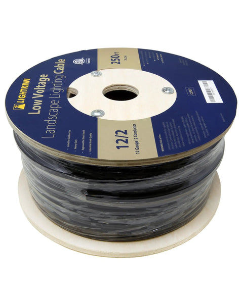 Low Voltage Landscape Lighting Wire 12/2, 250 Feet Copper Direct Burial Outdoor Cable spool for Spotlight, Pathway Lights