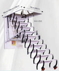 Heavy Duty Electric Attic Ladder With Auto Pull Down Function And Knuckle Tough Titanium Magnesium Frame with smooth telescoping steps.