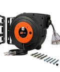 Retractable Extension Cord Reel With 45 Ft Heavy Duty 12 AWG 3C SJTOW Cord 15 Amp Circuit Breaker Lighted Triple Tap Mount