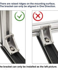 Comparison of installing 1.5 inch aluminum extrusion corner brackets, showing correct and incorrect alignment with profile rails.