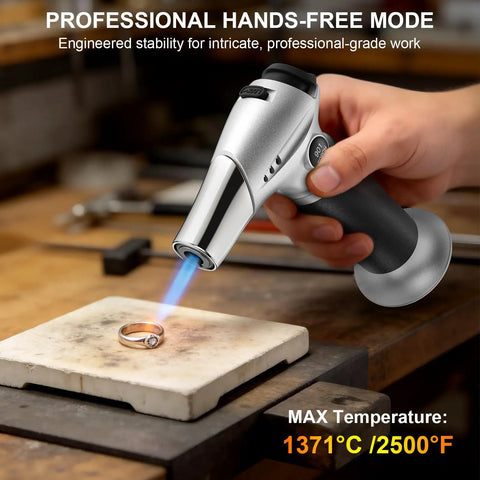 Badass Butane Kitchen Torch With Flip Toggle Safety Lock And Cushioned Grip Handle For Searing Steaks Blasting Sugar Toppings And Small Craft Jobs Delivers Straight Fire Heat That Turns Meal Prepping Into A Total Walk In The Park For Anyone