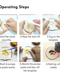Wood Burning Gel Kit 4 Oz For Easy DIY Pyrography application steps on wooden surface