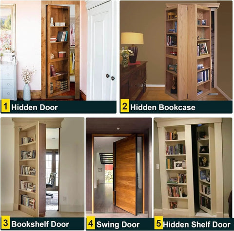 Heavy Duty 360 Degree Pivot Hidden Door Hinge With Thickened Solid Stainless Steel Construction And 570 Lb Load Capacity for secret and bookshelf doors.