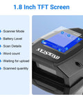 No Sweat Wireless Barcode Scanner With Crisp Two Inch Tft Screen For Rapid One D And Two D Inventory Tracking Plus Instant Qr Code Snapping On The Go For Busy Warehouses Anytime display showing battery level and scan details.