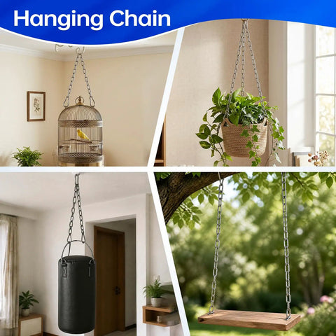 Heavy Duty Two Pack Stainless Steel Gate Chain Lock Built Tough As Nails With Rust Resistant Carabiners For Secure Farm Yard Perimeter Control And Livestock Gate Safety showcasing indoor and outdoor uses.