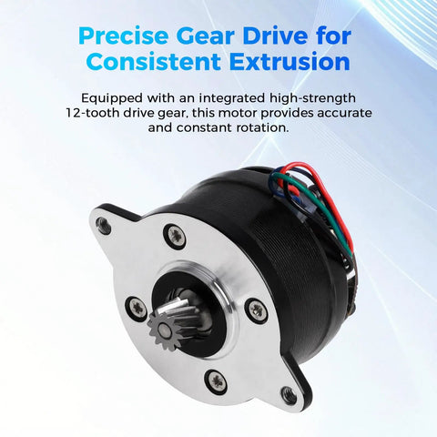 K2 Series E Axis Stepper Motor Replacement for K2 Pro and K2 Plus 3D Printers showing gear drive and wiring