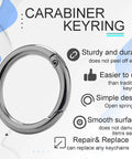 1 Inch Metal Spring O Ring Clip Keychain Set with Round Carabiner Clips Snap Hooks for Purses Bags and DIY Projects, Black