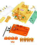 Ultimate 3D Pushblock For Woodworking Safety Delivers Rock Solid Grip And Kickback Buster Protection For Table Saws Routers Jointers And Band Saws Including Splitter Kit Parts, shown with handle and splitter components.