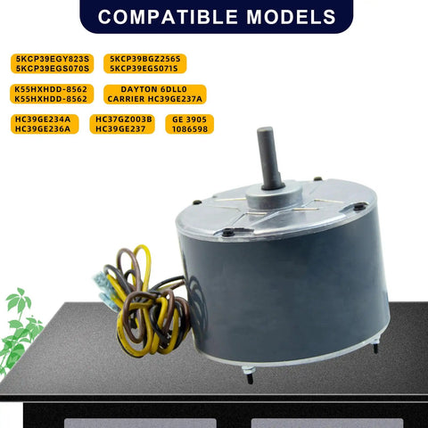Beefy One Quarter HP Condenser Fan Motor With 1100 RPM, 48 Frame, 208 To 230V Replacement Fits Carrier 5KCP39EGS070S