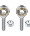 2 Pack POSA10 Rod End Bearing M10x1.5 Right Thread Self Lubricating Steel Joint With Jam Nuts for Forging Machines CNC Equipment Automation Steering Linkages and Heavy Machinery, shown with nuts