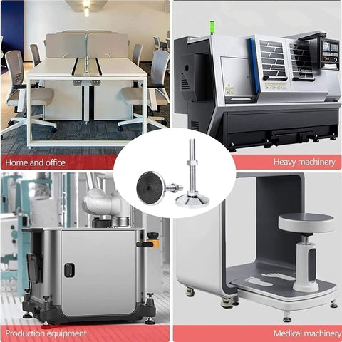 Beefy 4 Pack Heavy Duty Leveling Feet M20 Thread With Nuts, Adjustable Furniture Levelers For Heavy Benches And Equipment, Supports Up To 1700kg, Rubber Anti Slip Base, 185mm Total Height, 100mm Base Diameter, 150mm Thread Length on office tables and machines