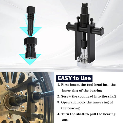 Usage instructions for 13 Piece Motorcycle Blind Bearing Puller Tool Kit With Slide Hammer And Expandable Collets