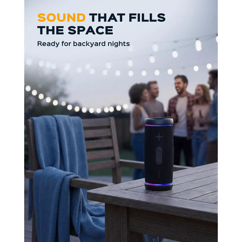 Waterproof Bluetooth Speaker 30W With 360 Degree Sound And Deep Bass IPX7 TWS Pairing Party Ready RGB Lights 20 Hour Battery Portable Wireless Speaker For Outdoor Beach Camping Travel on patio table