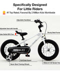 Freestyle 16 Inch Kids Bike For Boys And Girls, BMX Style Ride, White with training wheels, adjustable handlebars