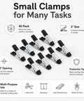 Straight Up Kicking 40 Pack Mini Spring Clamps Heavy Duty Nickel Plated Steel Clips for Quick Crafts, showing compact 2" clamps in use.