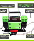 TenSix 10.6 CFM 150 PSI Portable Dual Cylinder 12V Off Road Air Compressor for SUVs and Trucks with stainless hose