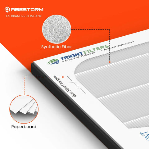 Close-up of Pro Grade MERV 13 Filter Replacement features synthetic fiber and paperboard for DecDust 780S Dust Collector 4 Pack.