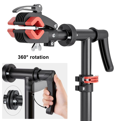 Bike Repair Stand Bench Mount For Home And Shop Maintenance E Bike Workstand showing adjustable clamp and handle.