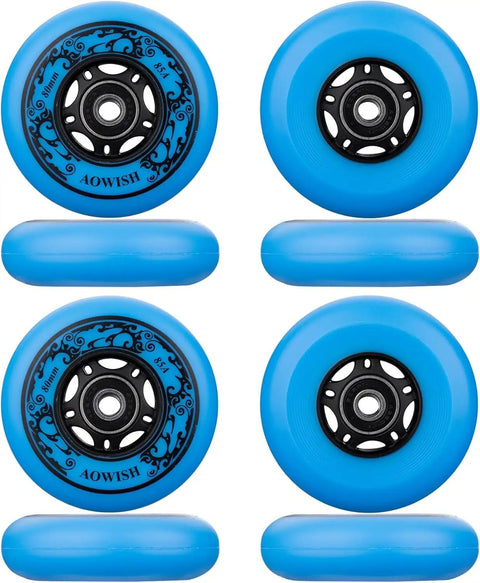 Eight Pack Inline Skate Wheels 76mm 85A Replacement Wheel Set For Outdoor And Indoor Use Blue Ideal For Street Rinks And Park Sessions