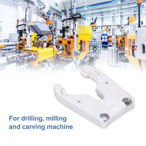 Heavy Duty Automatic Tool Holder Clamp For CNC Machines, white ABS part for drilling and milling, durable for shop use.