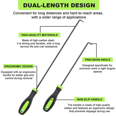 Diagram of 12 Piece Automotive Hook And Pick Tool Set With Long And Mini Picks For Precision Oil Seal Gasket And O Ring Removal