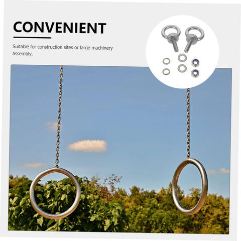 Beefy M6x20 Closed Ring Eye Bolt For Concrete Anchoring And Decorative Projects, Weatherproof And Wear Resistant Stainless Steel Anchor Bolt With Nylon Nut Buffer To Protect Surfaces, Ideal For Precision Instruments mounted with chain