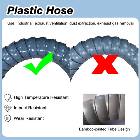 Straight Up Essential Fume Extractor Arm With Hella Flexible 2 Meter Articulated Duct Hose with high temperature resistant plastic hose.