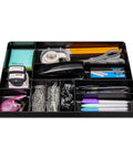 Heavy Duty 10 Compartment Drawer Organizer For Garage Tool Box Storage with stationery items, low profile stackable blue tray