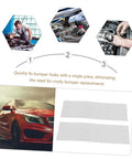 Image of 12-Piece Automotive Bumper Repair Mesh Kit For Thermoplastic Fixes shown with car and repair process steps.