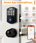 Smart Fingerprint Door Lock With Knob Set For Front Door No Fuss 4 In 1 Keyless Entry Deadbolt Fingerprint Passcode App Control Auto Lock