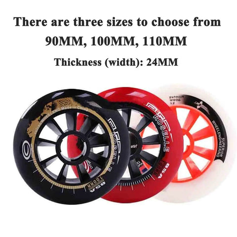 High Performance Inline Skate Wheels Set Of 8 90mm 100mm 110mm For Rollerblade Replacement 85A PU Wheels Black Single Row