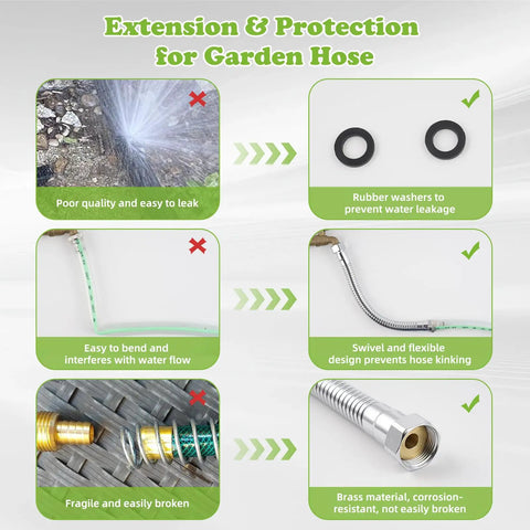 Swivel Garden Hose Adapter Protector With All Metal Construction And Three Quarter Inch Connection Extends Your Hose For Flexible Angles Prevents Kinks And Leaks For No Fuss Watering Reach And Durable Hose Extension, brass hose connector