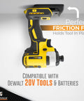 Tool Wrangler Garage Organizer For 20V Tools And Batteries 18 Piece Mount System with friction fit tool holder in use.