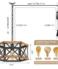 Kickass 14 Inch Black Farmhouse Pendant Light With Plug In Dimmable Switch And Adjustable Woven Cord dimensions and features diagram.