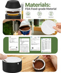 Reusable VertuoLine Capsule Kit for Nespresso Pods With 100 Aluminum Foil Seal Lids shown in use and FDA material details.